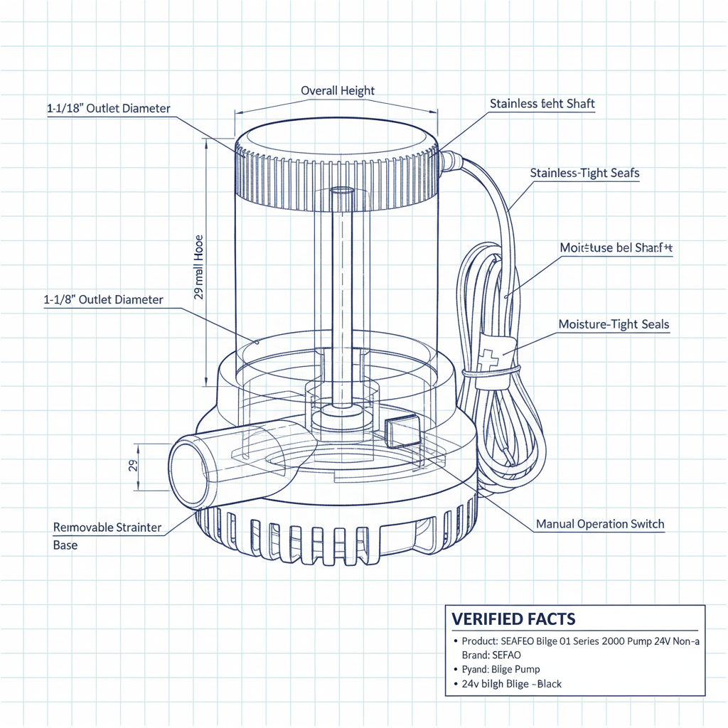 SEAFLO Bilge 01 Series 2000 GPH Bilge Pump 12/24V Non-a | 4Boats - Technical specification image 2