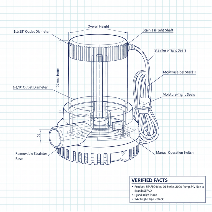 SEAFLO Bilge 01 Series 2000 GPH Bilge Pump 12/24V Non-a | 4Boats - Technical specification image 2