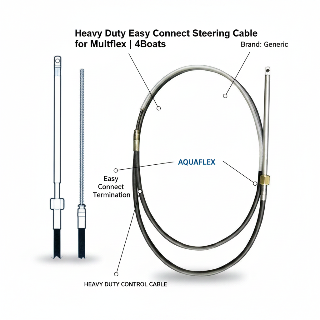 Heavy Duty Easy Connect Steering Cable for Multiflex | 4Boats - UK Stock image 1