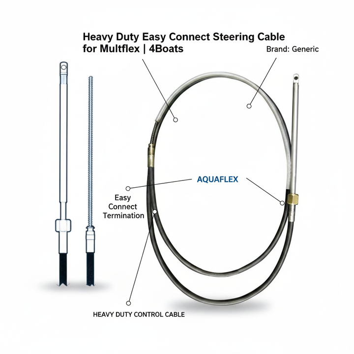 Heavy Duty Easy Connect Steering Cable for Multiflex | 4Boats - UK Stock image 1