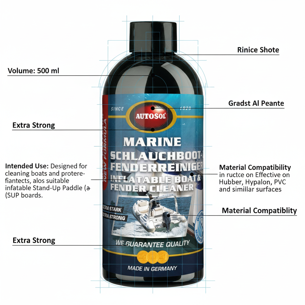 Autosol Marine Inflatable Boat & Fender Cleaner 500ml - For PVC Hypalon RIB - Technical specification image 3