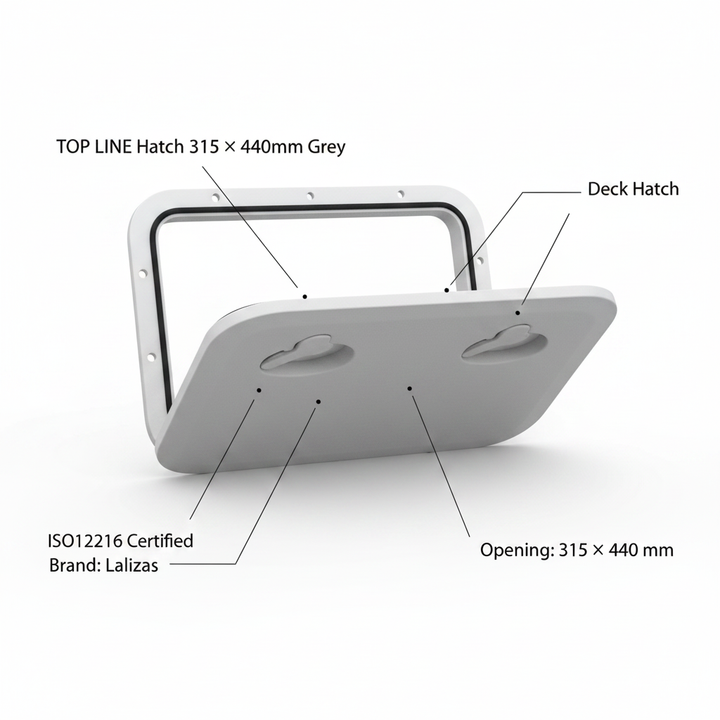 TOP LINE Hatch 315 × 440mm Grey ISO12216 | 4Boats - Technical specification image 2