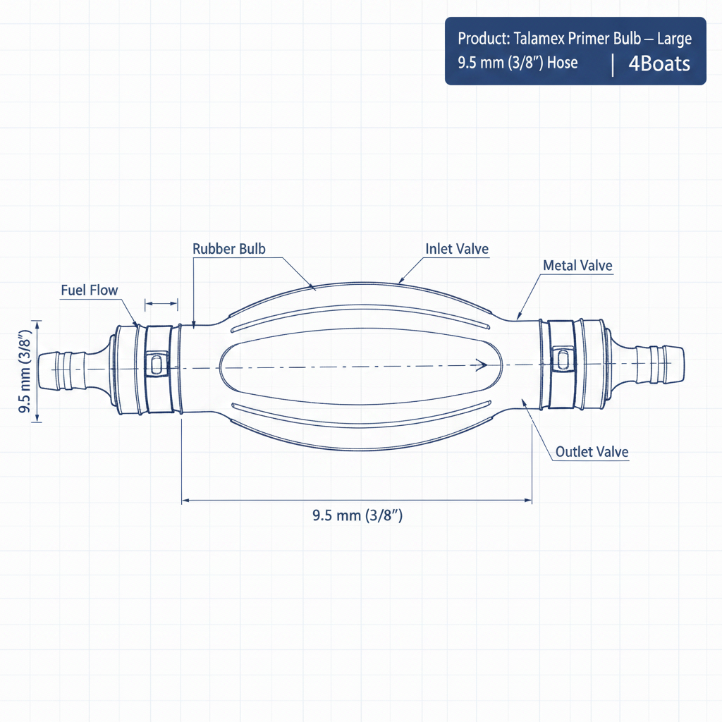 Talamex Primer Bulb — Large 9.5 mm (3/8") Hose | 4Boats - Technical specification image 3