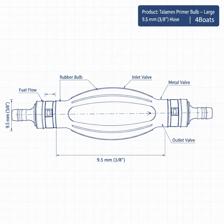 Talamex Primer Bulb — Large 9.5 mm (3/8") Hose | 4Boats - Technical specification image 3