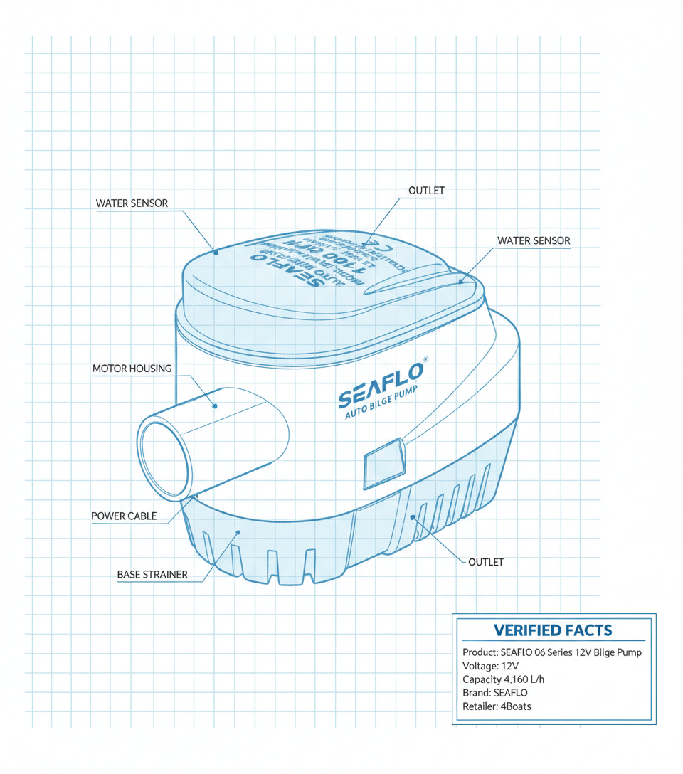 SEAFLO Auto 06 Series 12V Bilge Pump 4,160 L/h | 4Boats - Technical specification image 2