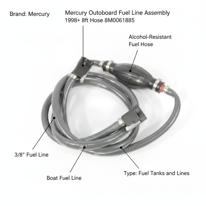 Mercury Outboard Fuel Line Assembly 1998+ 8ft Hose 8M0061885 8M0054453 - UK Stock image 1