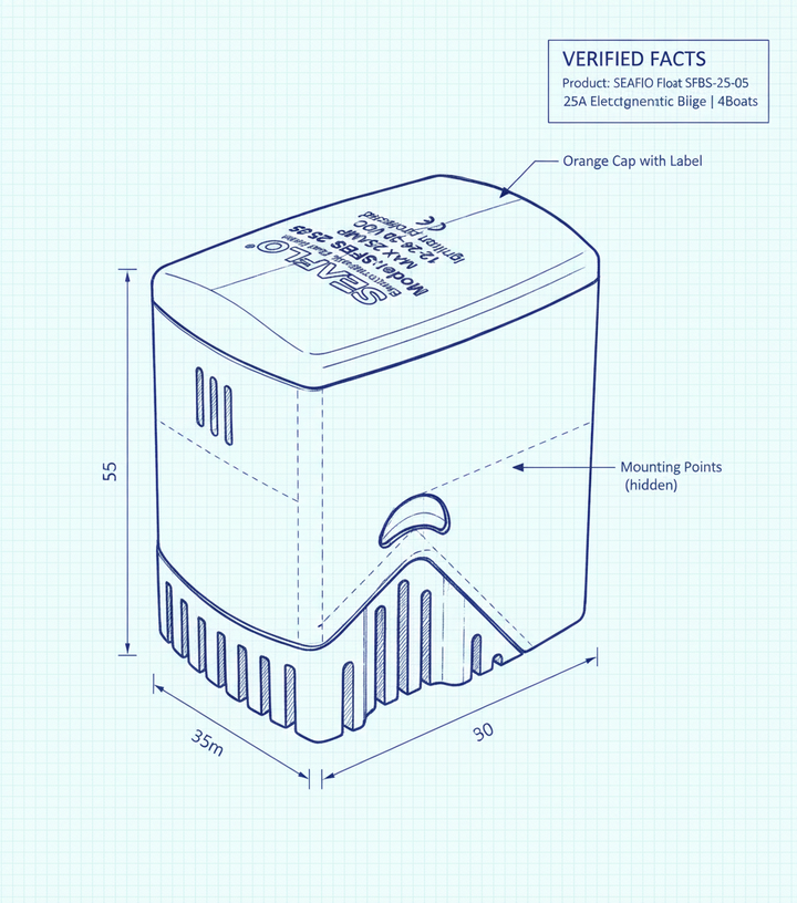 SEAFLO Float SFBS-25-05 25A Electromagnetic Bilge | 4Boats - Technical specification image 3