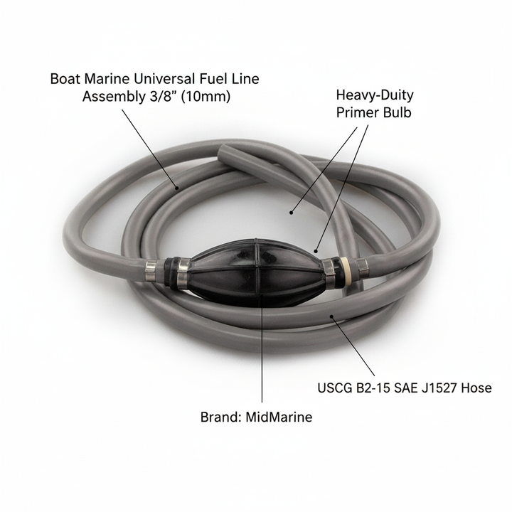 Boat Marine Universal Fuel Line Assembly 3/8" 10mm USCG B2-15 SAE J1527 Hose - UK Stock image 1