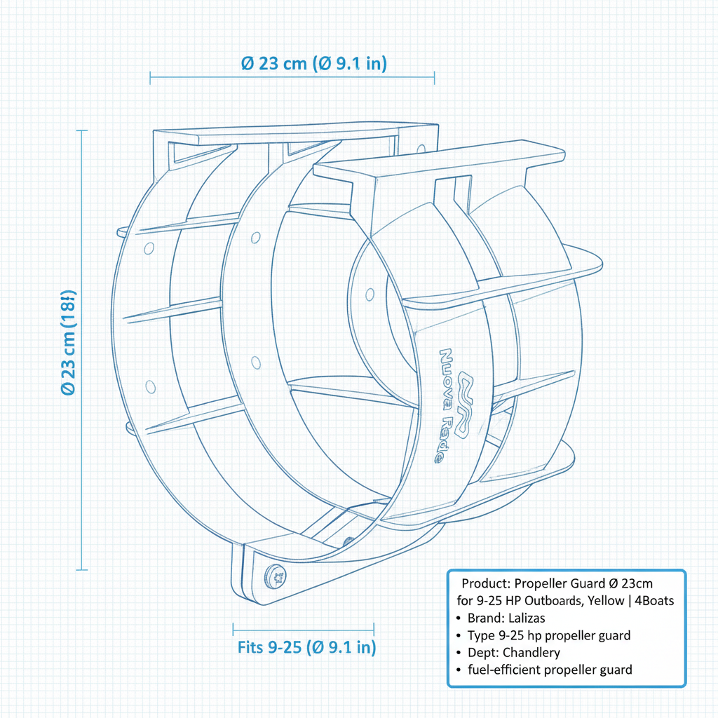 Propeller Guard Ø 23cm for 9-25 HP Outboards, Yellow | 4Boats - Technical specification image 3