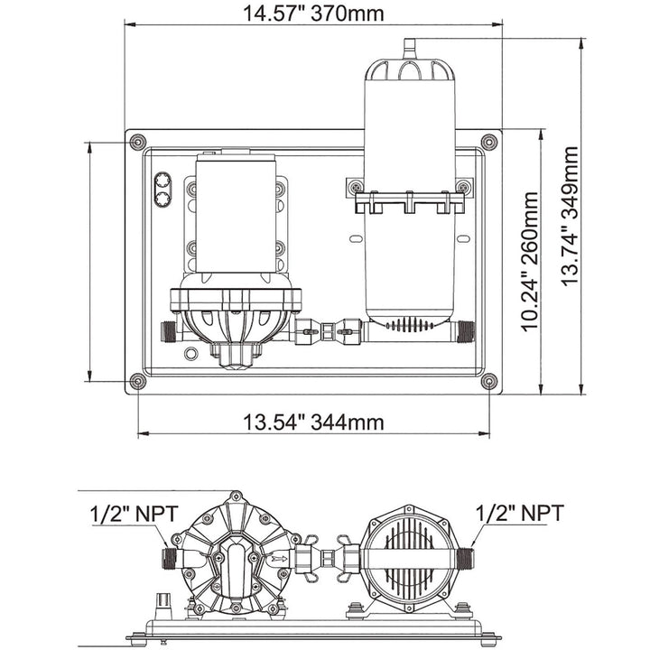 Seaflo 51 Series Pump with Integrated 1 L Accumulator Tank 12V