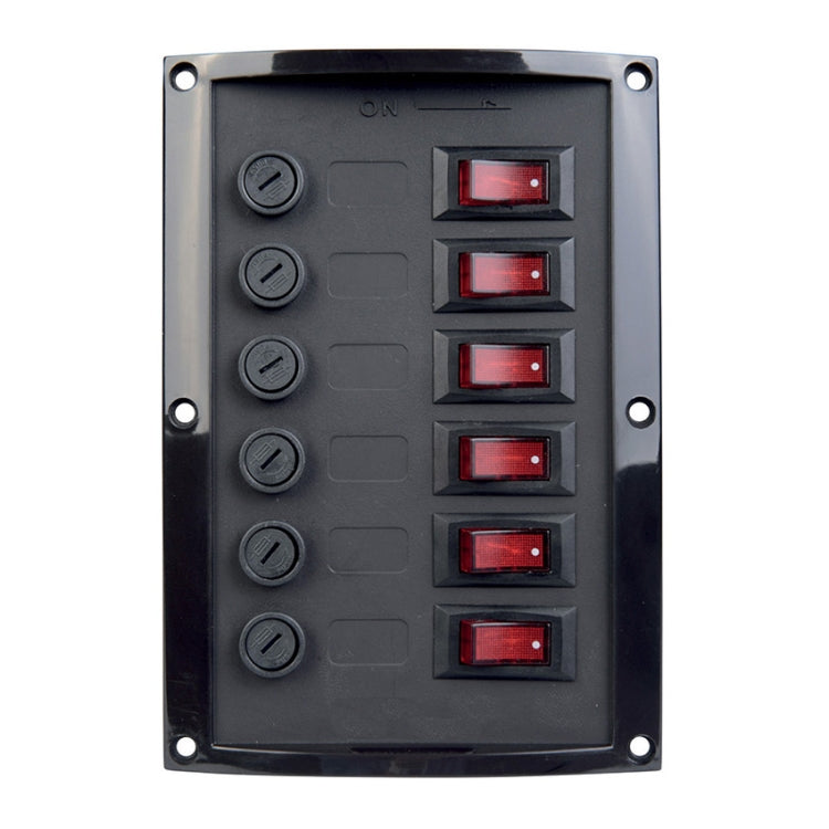 Talamex 6-Fuse Marine Switch Panel 12V 37A Black 165x114mm 14.577.006