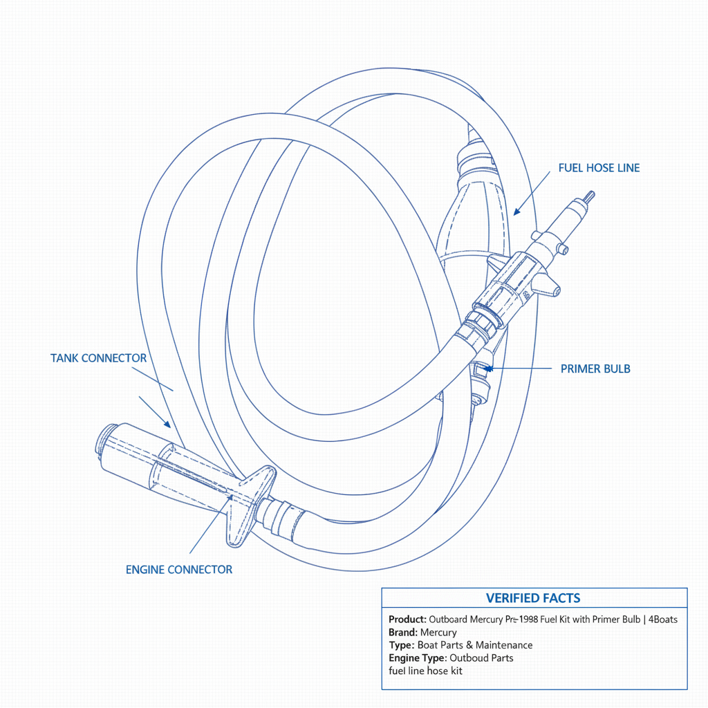 Outboard Fuel Mercury Pre-1998 Fuel Hose Kit with Primer Bulb | 4Boats - Technical specification image 2