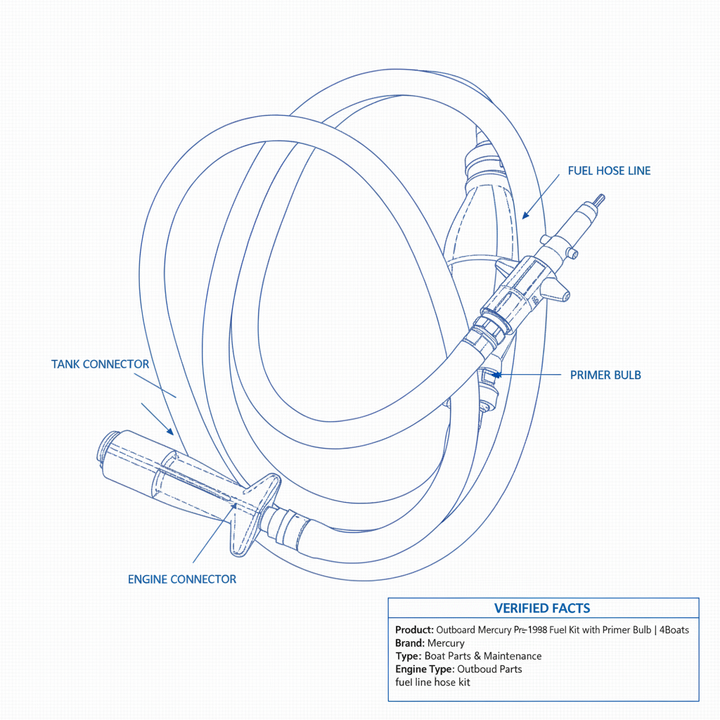 Outboard Fuel Mercury Pre-1998 Fuel Hose Kit with Primer Bulb | 4Boats - Technical specification image 2