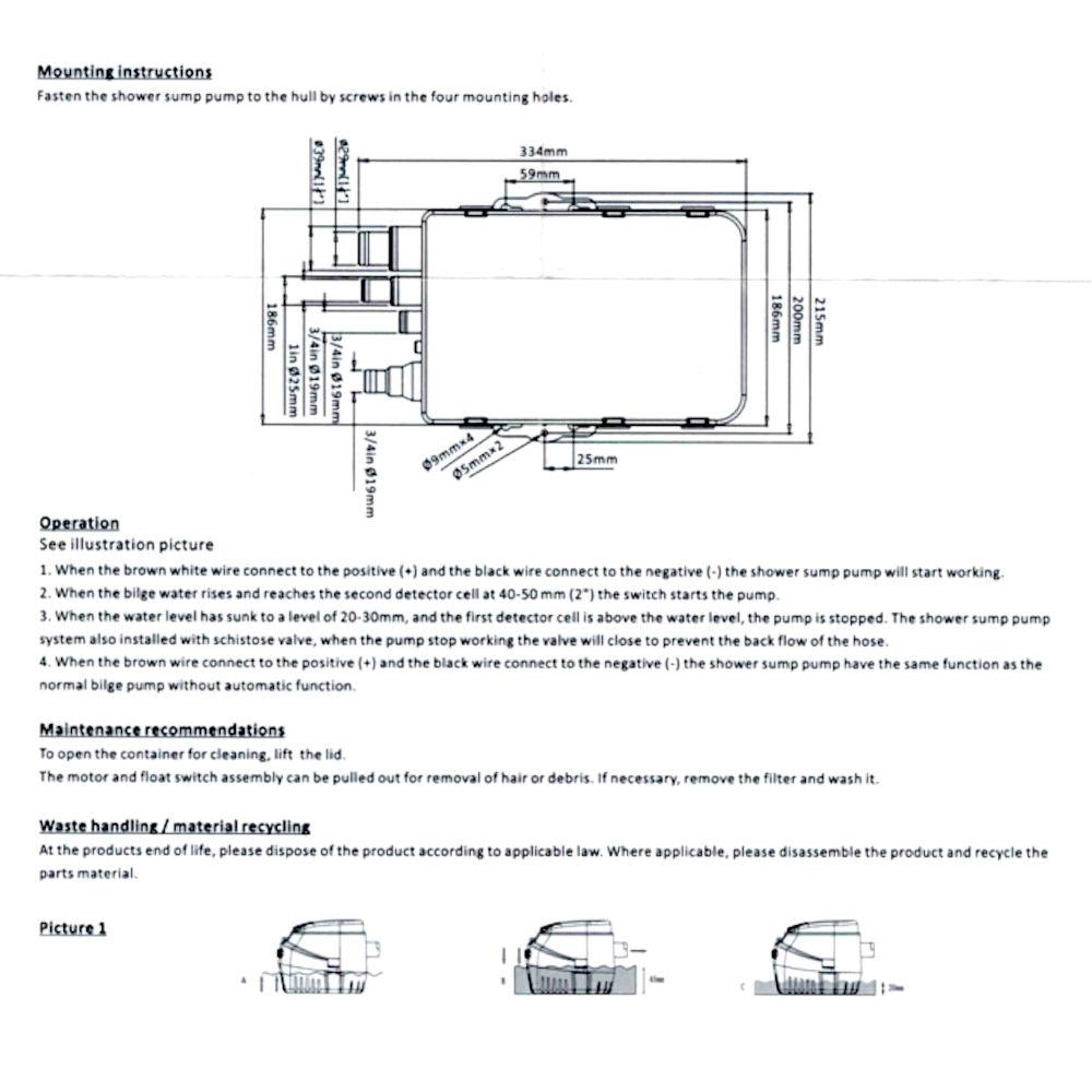 750GPH Shower Sump and Pump - 4Boats