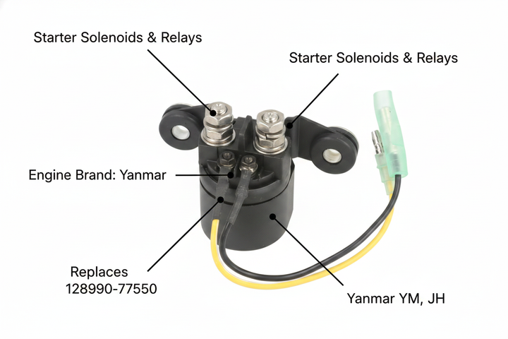 Starter Relay for Yanmar YM, JH replaces 128990-77550 - Technical specification image 2