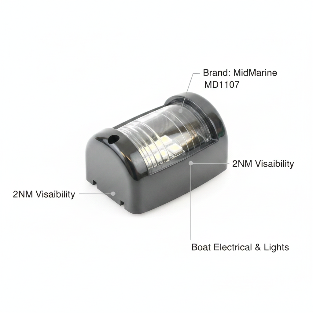 MiniNav White Stern LED Navigation Light Boat Up to 12m 2NM IP66 - Technical specification image 2