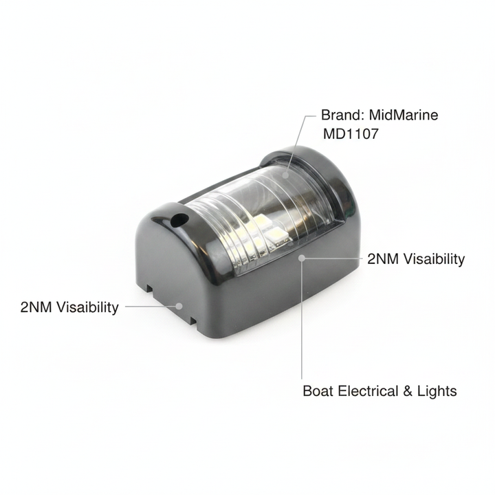 MiniNav White Stern LED Navigation Light Boat Up to 12m 2NM IP66 - Technical specification image 2