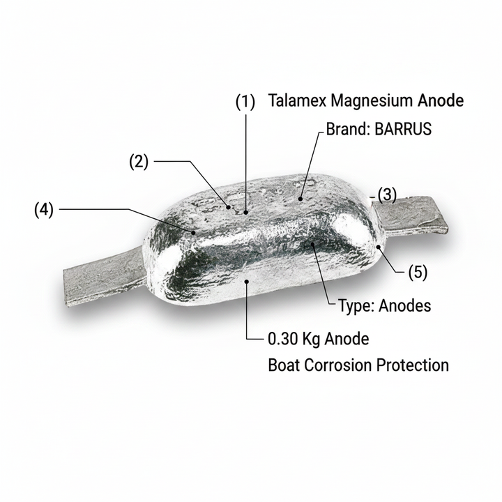 Talamex Magnesium Anode 0.30 kg - Brackish & Freshwater | 4Boats - Technical specification image 2
