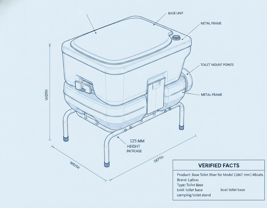 Base Toilet Riser for Model 11867 - 125 mm | 4Boats - Technical specification image 2