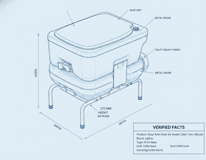 Base Toilet Riser for Model 11867 - 125 mm | 4Boats - Technical specification image 2