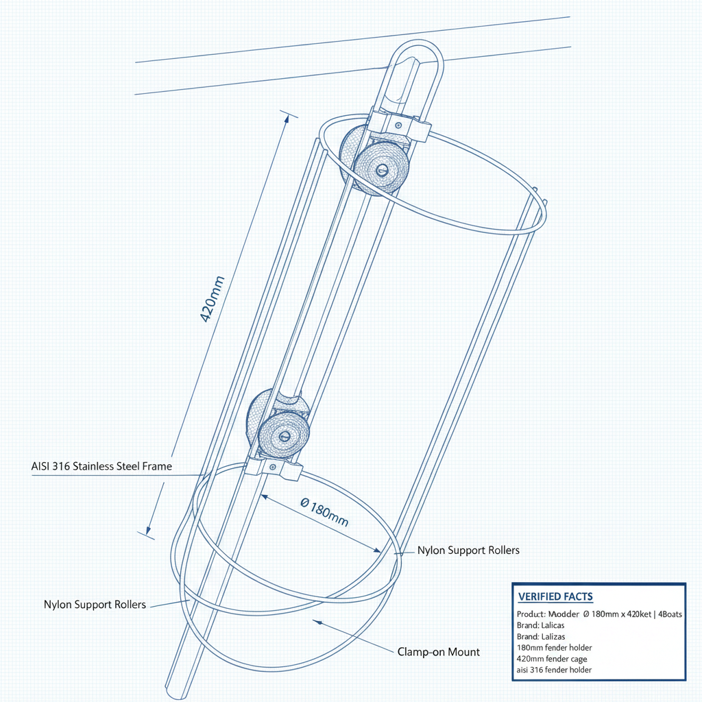 Modular Fender Ø 180mm x 420mm Fender Basket | 4Boats - Technical specification image 3