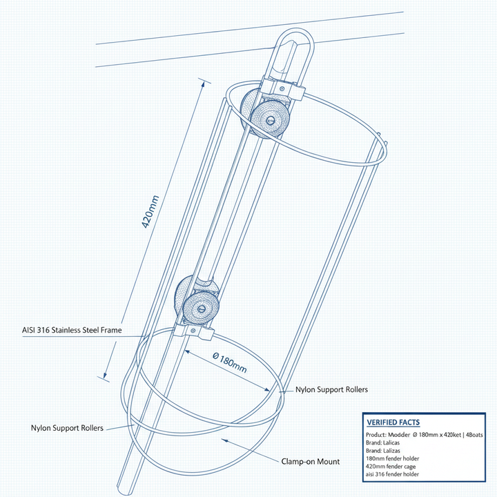 Modular Fender Ø 180mm x 420mm Fender Basket | 4Boats - Technical specification image 3