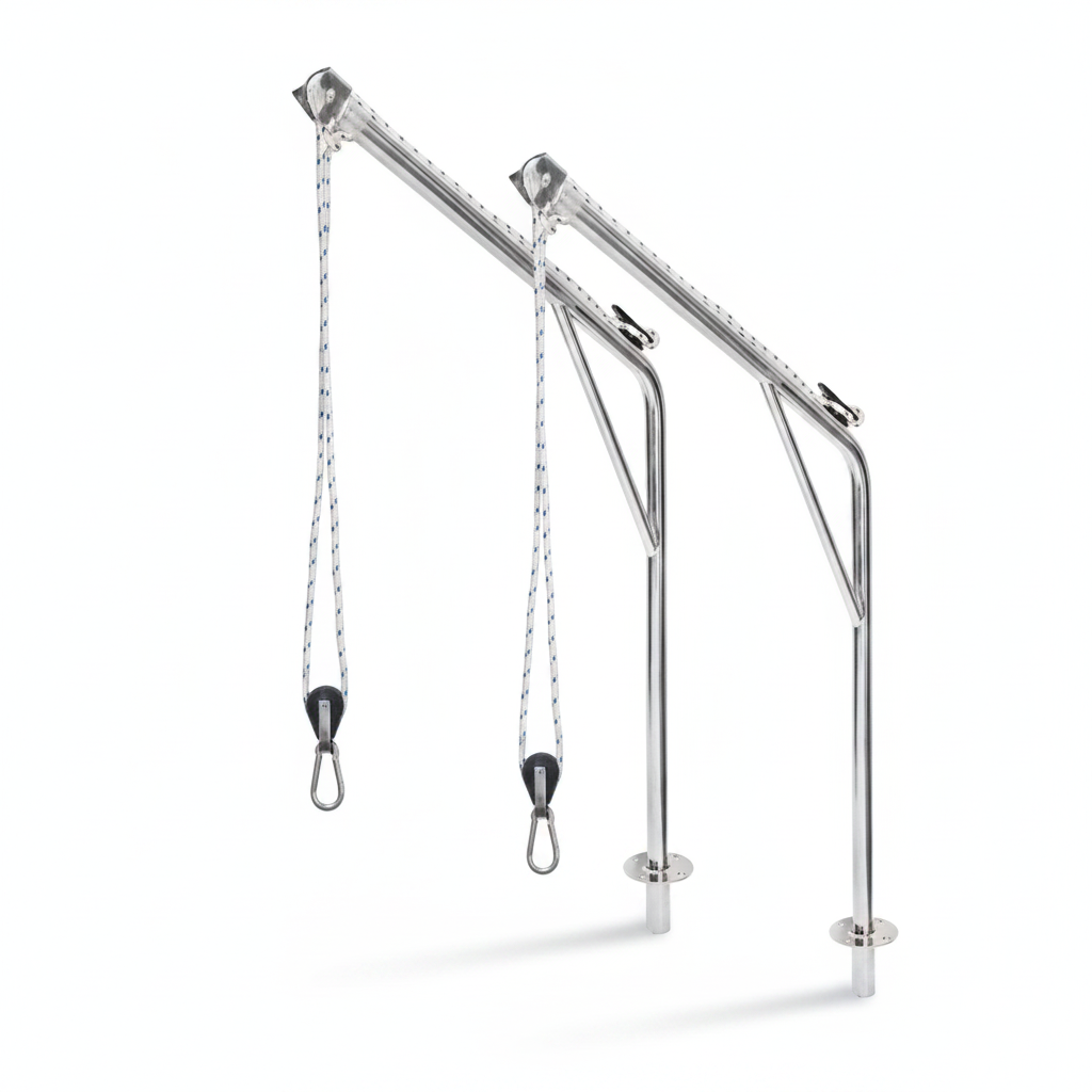 Stainless Steel Davits Pair 120kg Load 1.4m Tall Swivel Removable 316 Marine - Technical specification image 4