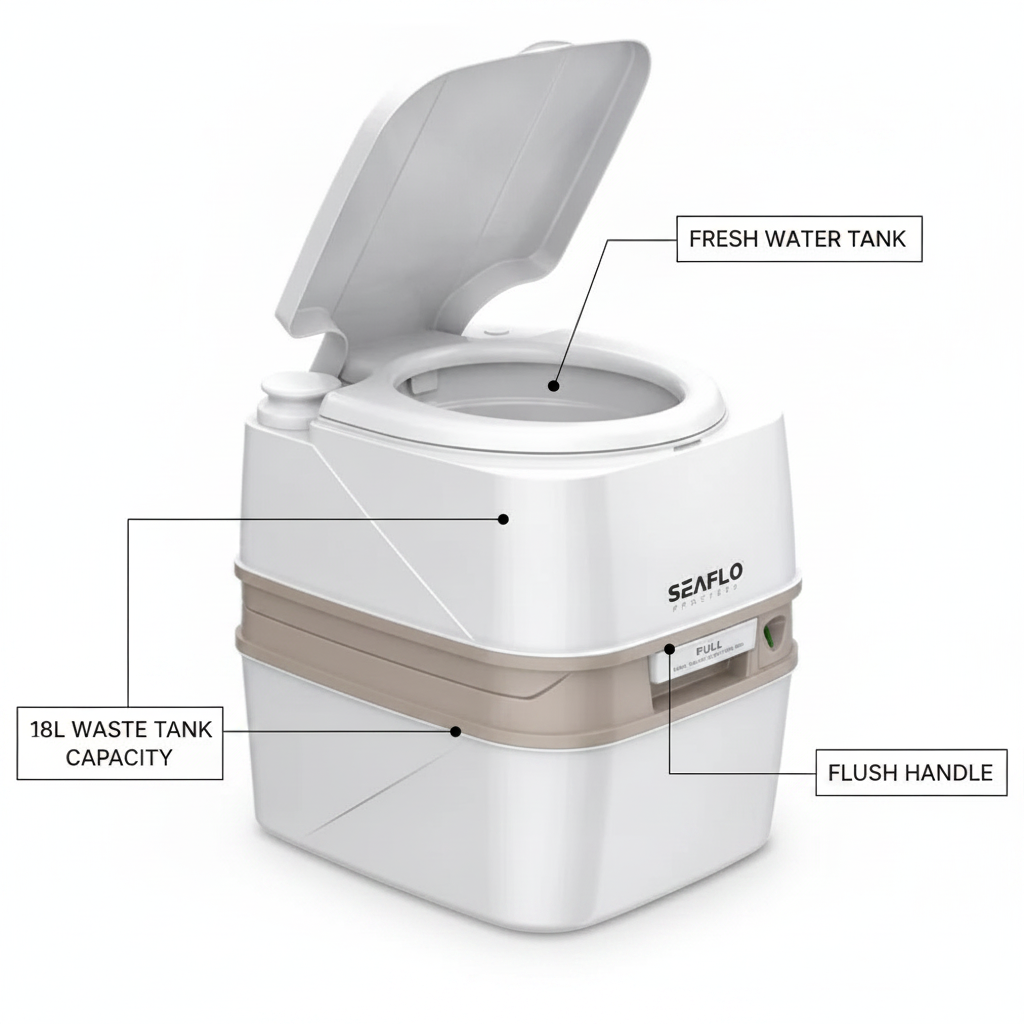Seaflo 18L Premium Portable Travel Toilet | 4Boats - Technical specification image 2