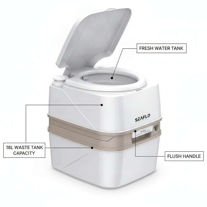 Seaflo 18L Premium Portable Travel Toilet | 4Boats - Technical specification image 2