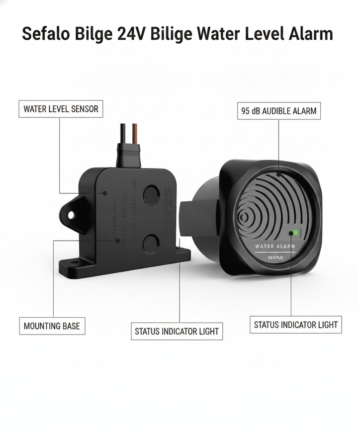 Seaflo  Bilge 24V Bilge Water Level Alarm — 95 dB Audibl | 4Boats - Technical specification image 2