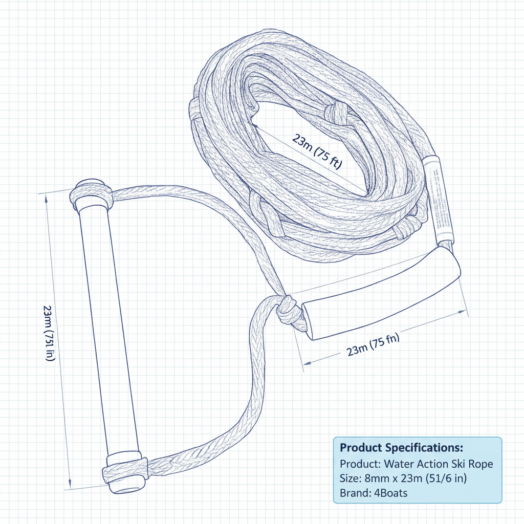 Water Action Ski Rope 8mm x 23m (5/16 in) | 4Boats - Technical specification image 3