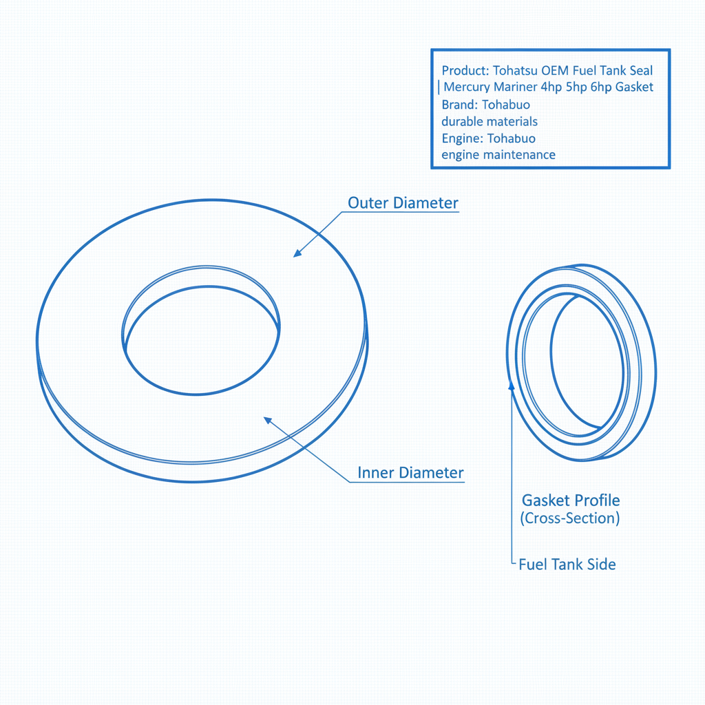 Tohatsu OEM Fuel Tank Seal 369-70036-2 | Mercury Mariner 4hp 5hp 6hp Gasket - Technical specification image 2