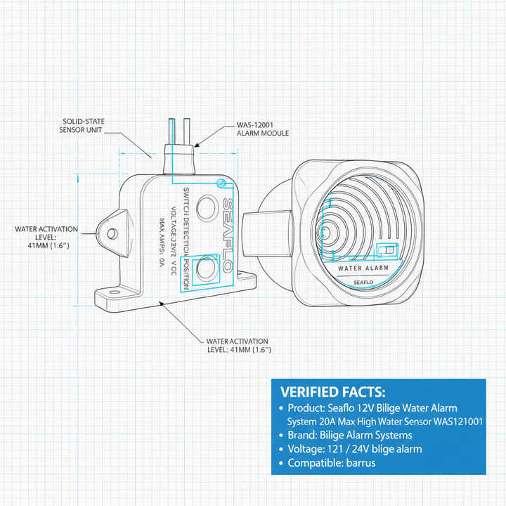 SEAFLO Bilge Water Level Alarm 12/24V 20A/10A | 4Boats - Technical specification image 2