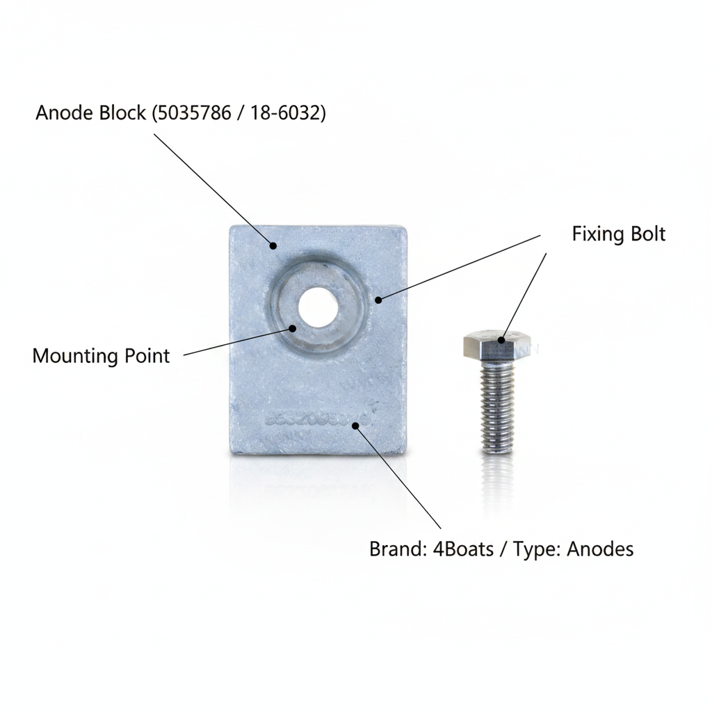 Johnson Evinrude Outboard Zinc Anode 5035786 | Replaces 18-6032 | 30HP 4-Stroke - Technical specification image 2
