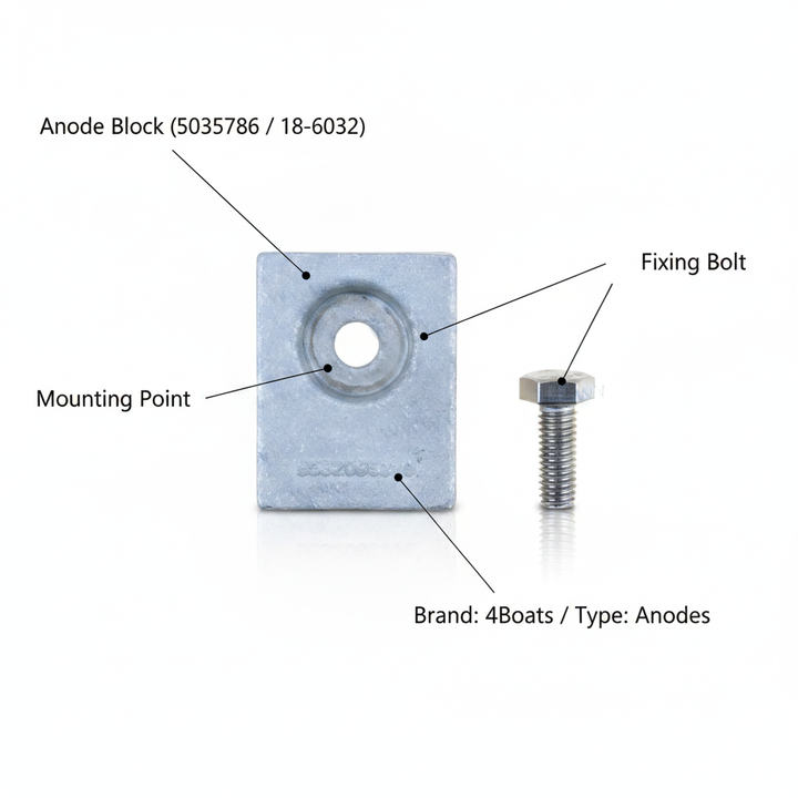 Johnson Evinrude Outboard Zinc Anode 5035786 | Replaces 18-6032 | 30HP 4-Stroke - Technical specification image 2