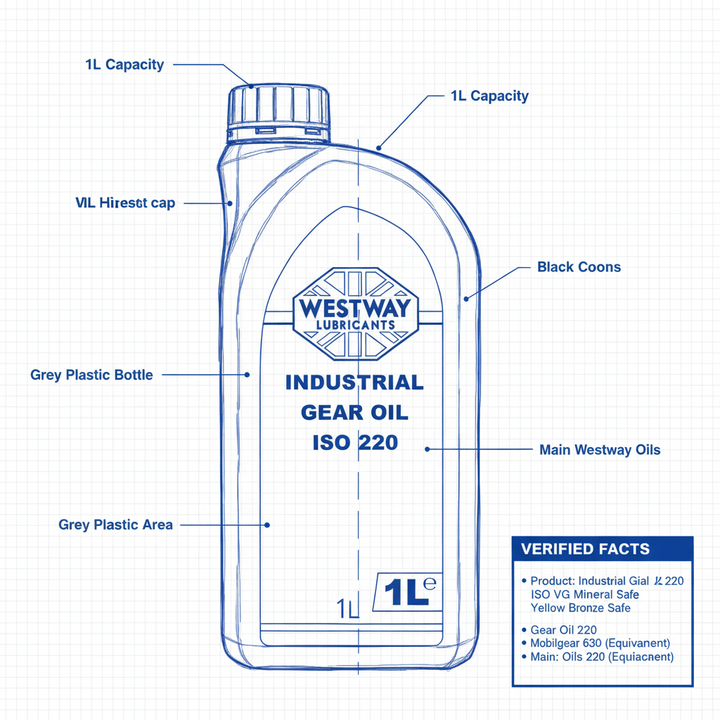 Industrial Gear Oil 220 ISO VG Mineral Yellow Metal Safe Bronze Safe - Technical specification image 2