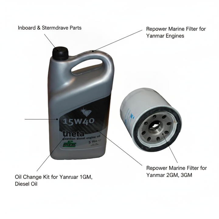 Marine Oil & Filter for Yanmar, 1GM, 1GM10, 2GM, 2GM20, 3GM - Technical specification image 2