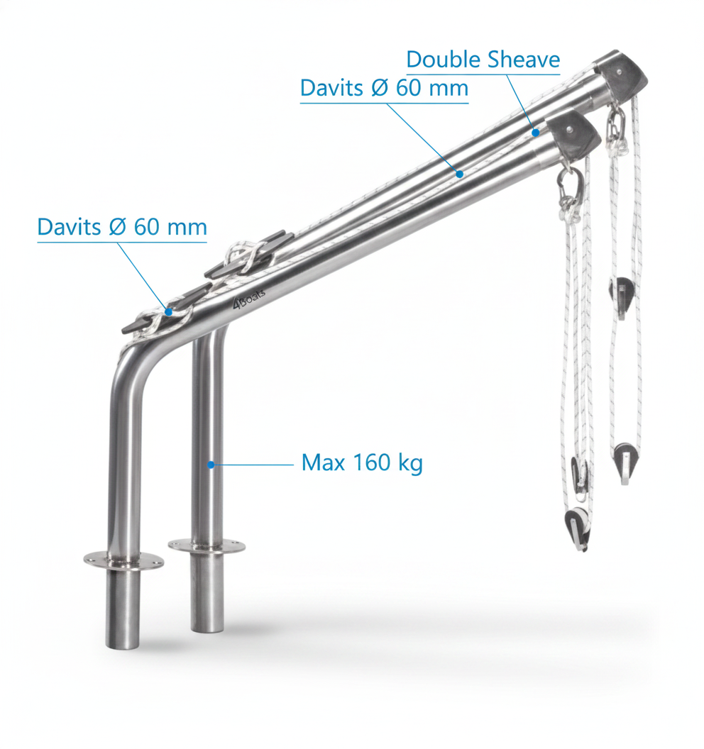 Davits Ø 60 mm, Max 160 kg, Double Sheave | 4Boats - UK Stock image 1