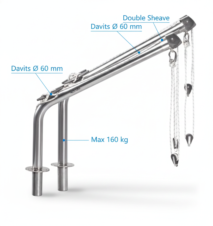 Davits Ø 60 mm, Max 160 kg, Double Sheave | 4Boats - UK Stock image 1