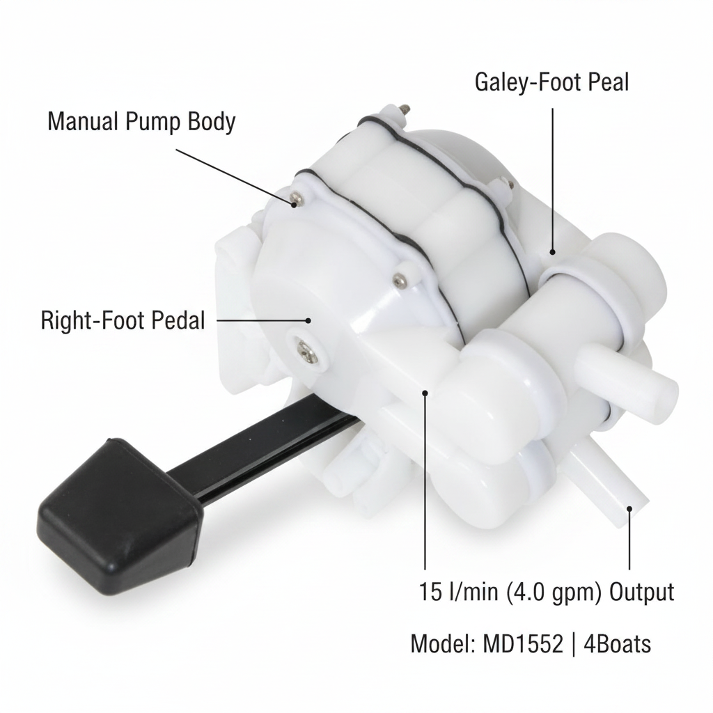 Galley Foot MD1152 Right-Foot Manual Pump, 15 l/min (4.0 gpm) | 4Boats - Technical specification image 2