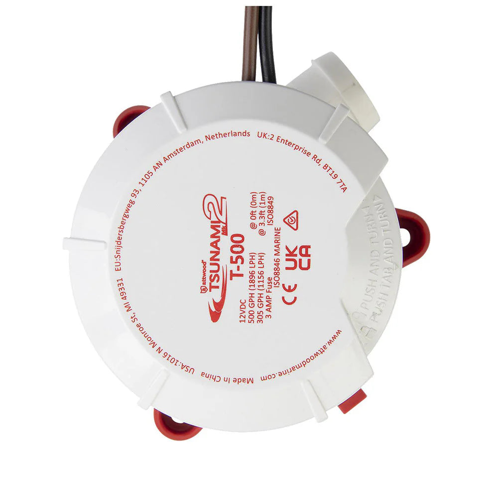 Attwood Tsunami Mk2 T500 Manual Bilge Pump 500 GPH 12V Boat Marine 5606-7