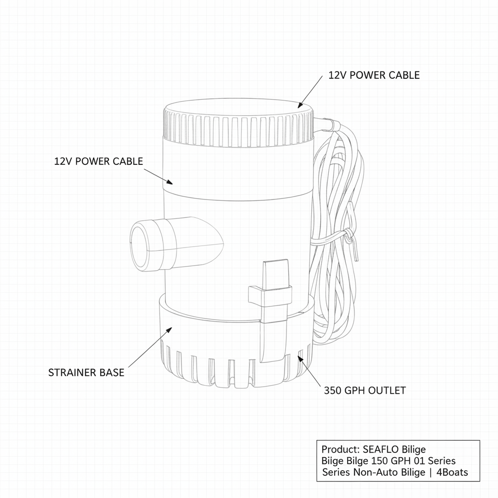 SEAFLO Bilge Bilge Bilge 12V 350 GPH 01 Series Non-Auto Bilge | 4Boats - Technical specification image 2