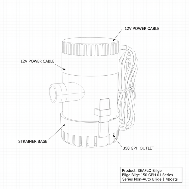SEAFLO Bilge Bilge Bilge 12V 350 GPH 01 Series Non-Auto Bilge | 4Boats - Technical specification image 2