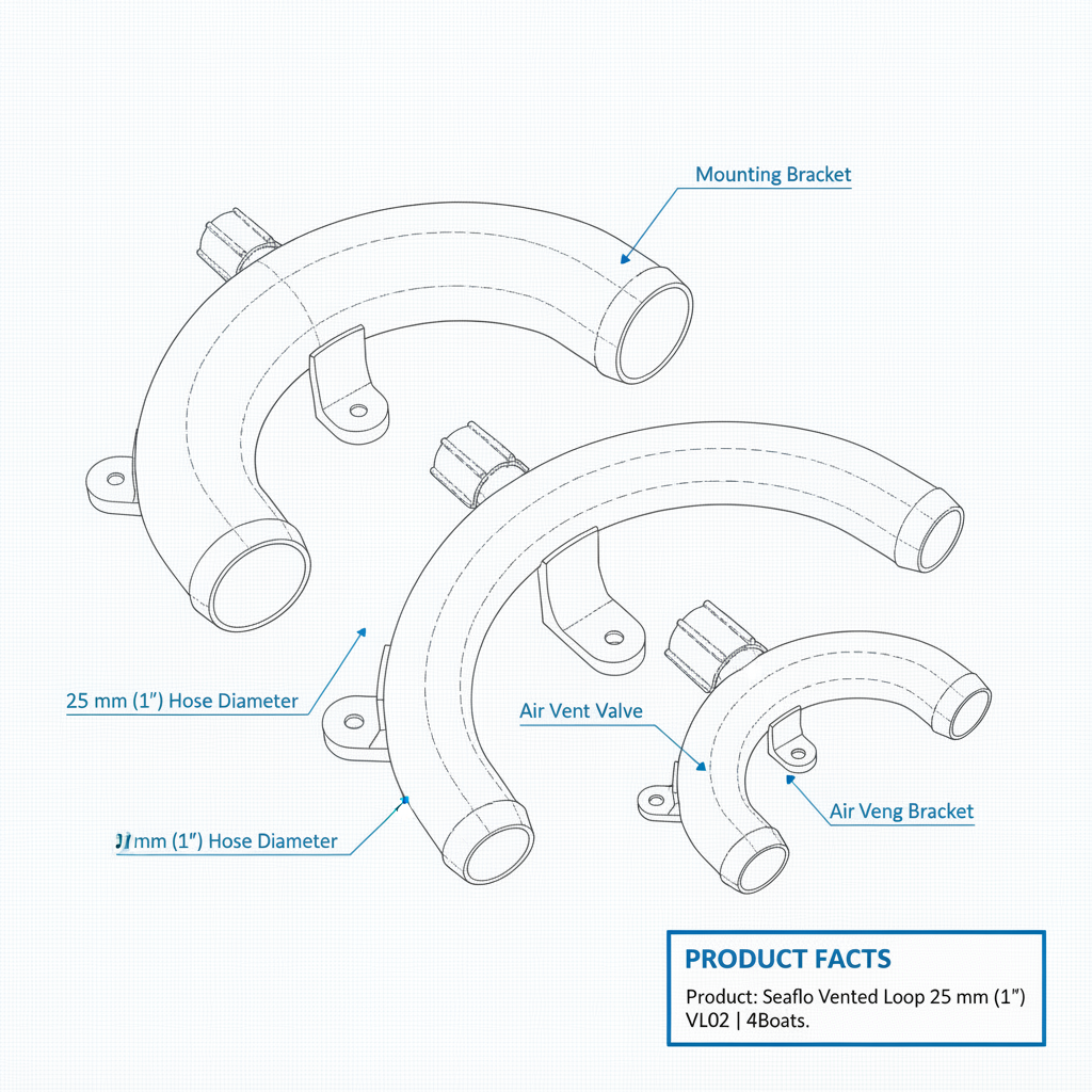 Seaflo Vented Loop 25 mm (1″) VL02 | 4Boats - Technical specification image 3