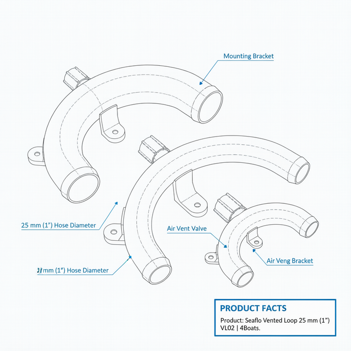 Seaflo Vented Loop 25 mm (1″) VL02 | 4Boats - Technical specification image 3