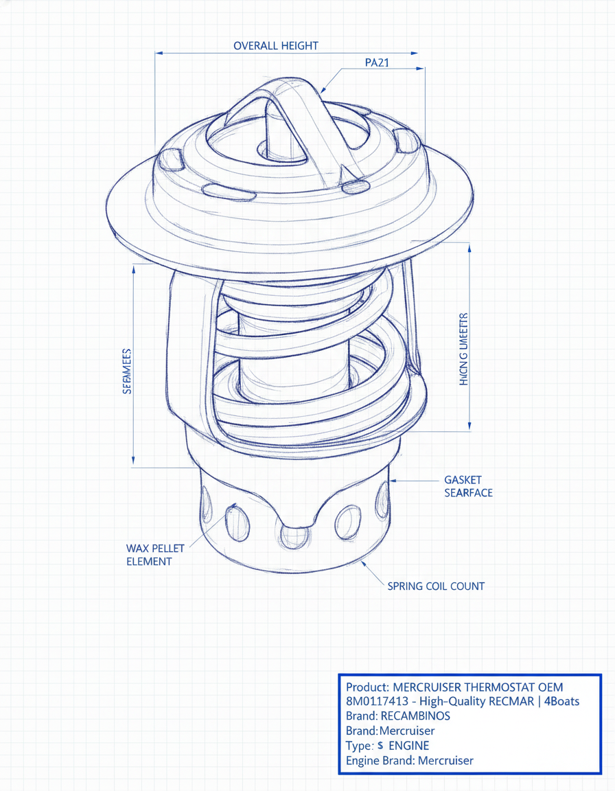MERCRUISER THERMOSTAT OEM 8M0117413 - High-Quality RECMAR | 4Boats - Technical specification image 3