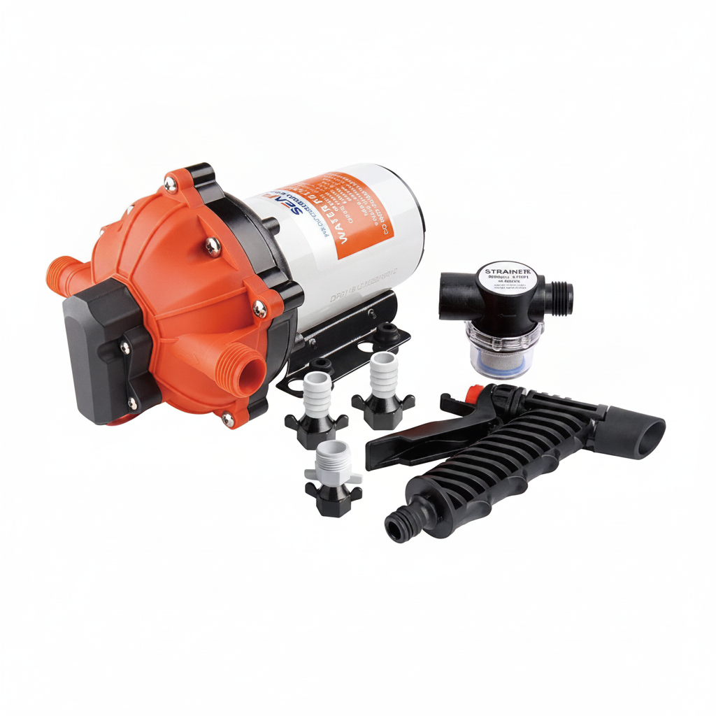 SEAFLO 12V 5.2GPM 70PSI Washdown Pump Kit without Coiled Hose - Studio image 1