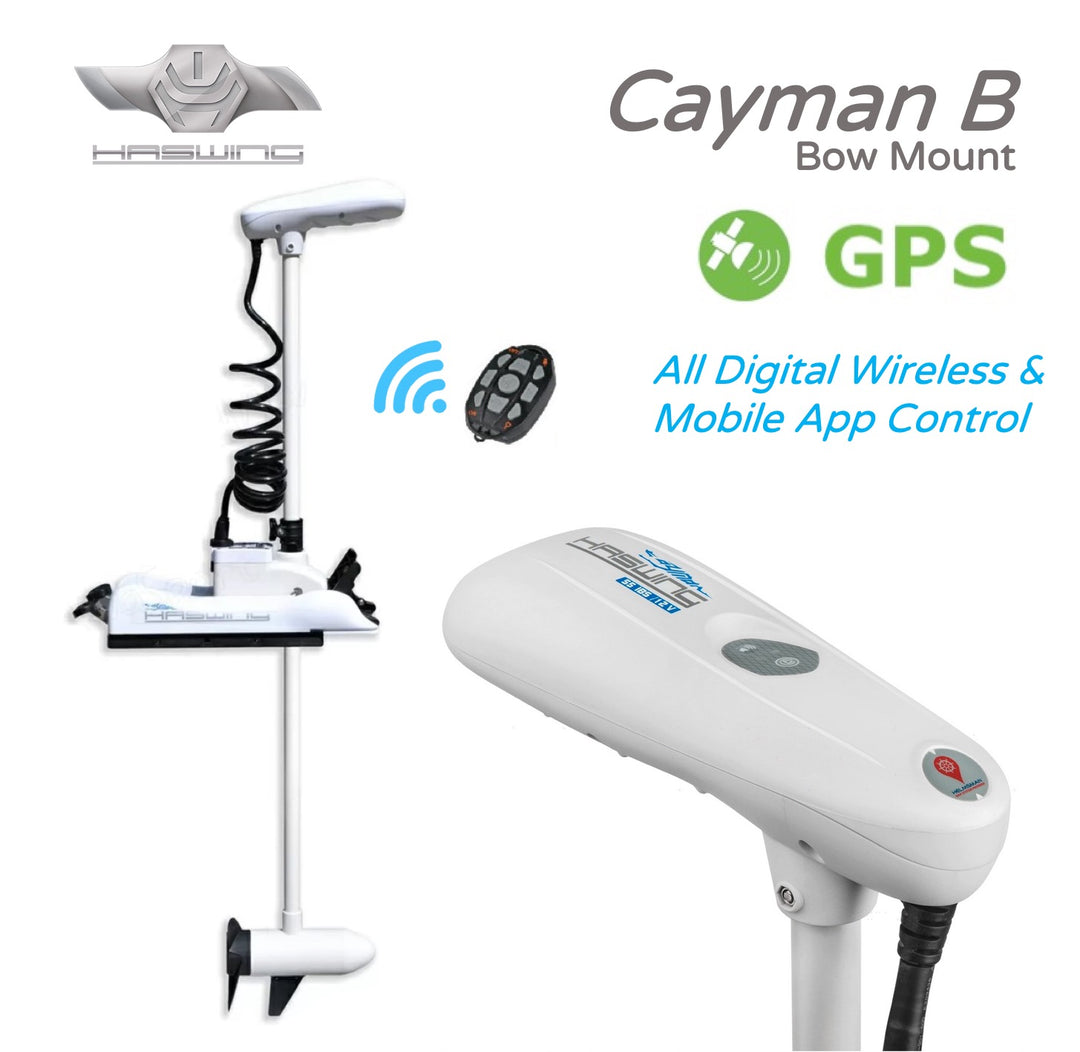Haswing Cayman B GPS 55lbs 12V Bow Mount Trolling Motor - 54 inch Shaft - White