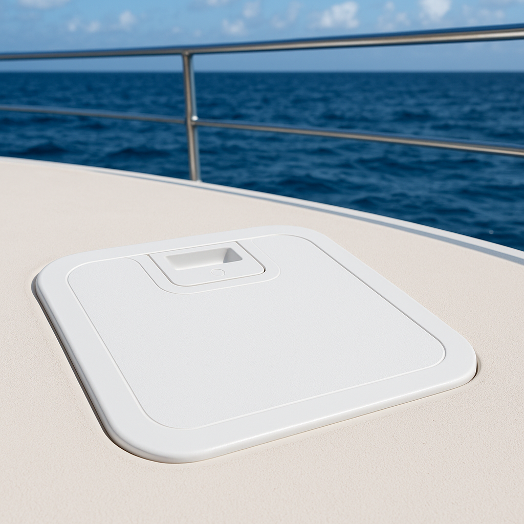 White Push Pull Marine Inspection Hatch 330x300mm Boat Deck Access Panel