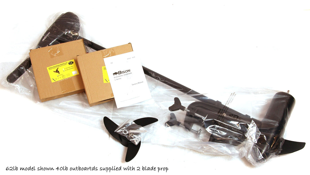 Bison 68lb Electric Outboard Motor 12V with LED Meter + Free Spare Propeller | 4boats